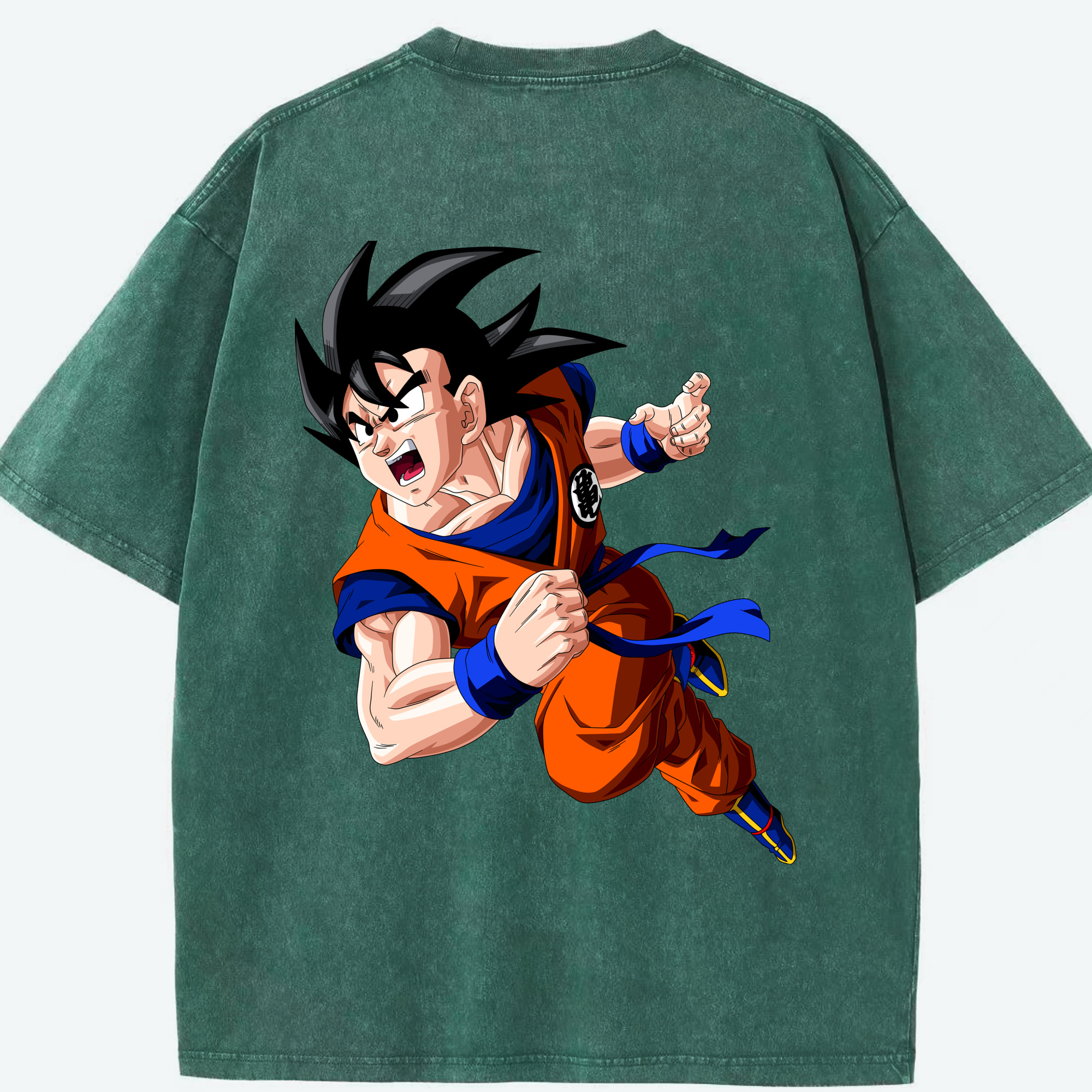 （画像用） ドラゴンボール 孫悟空（そん ごくう）Son Goku カカロット DRAGON BALL Kakarotto 綿100% ヴィンテージ風 半袖Tシャツ（背面プリント）